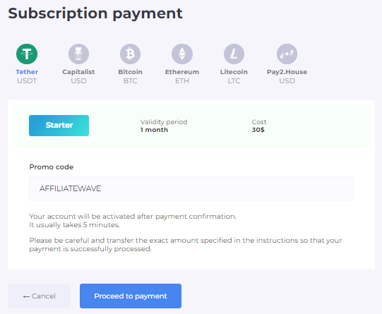 Subscription payment